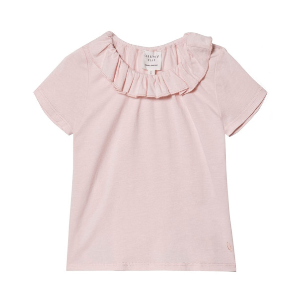 T-Shirt mit Rüschenkragen rosa