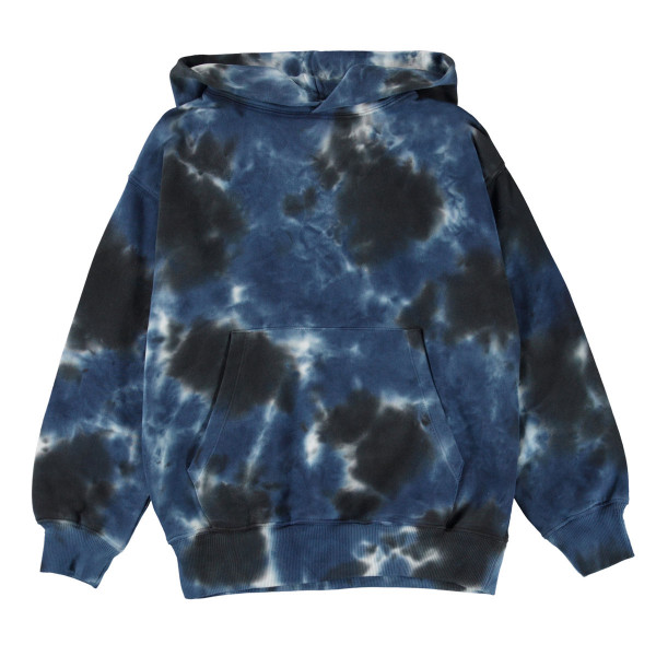 Sweatshirt mit Kapuze 'Matt Black Blue Dye'